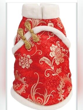 New Year Cat Knot Buttons Coat Dogs Cheongsam Winter Pet Clothes Vest